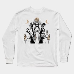 Hecate, Triple Moon Goddess, Goddess of Witchcraft and Magic Long Sleeve T-Shirt